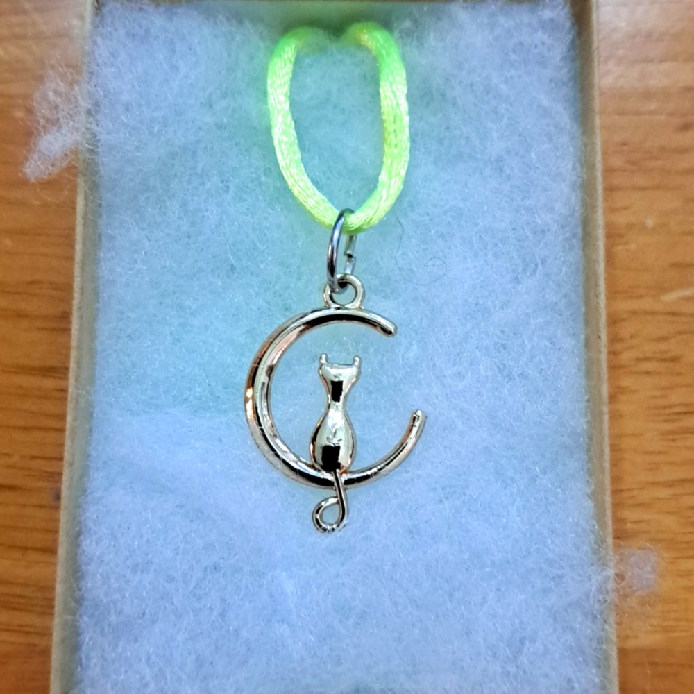 Gold Cat In Moon Necklace